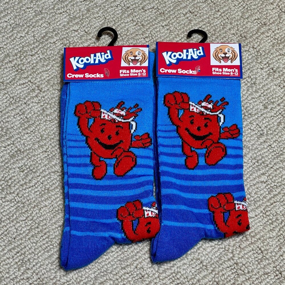 2 Kool-Aid New Novelty Crew Socks Size 6-12/13 - Men's/Women's -